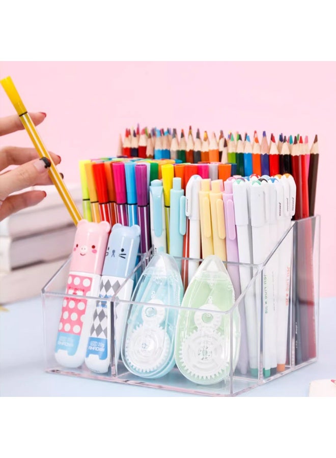 Remote Control Holder and Organizer, Cosmetic organizer , Pen Holder,Desk Organiser,Makeup Brush Holder , 5 Slot Acrylic Storage, Large Makeup Brush Holder Organizer for Bathroom, Vanity, Dressing Table, Office deskDesk Storage - Image 4